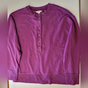 Athleta Balance Henley Sweatshirt Exotic Fuschia Plush Nirvana M Medium